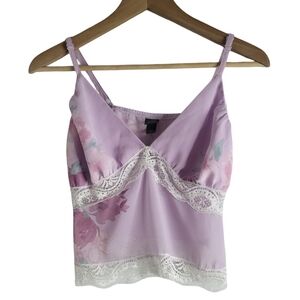 Floral Lace Trim Cami Top